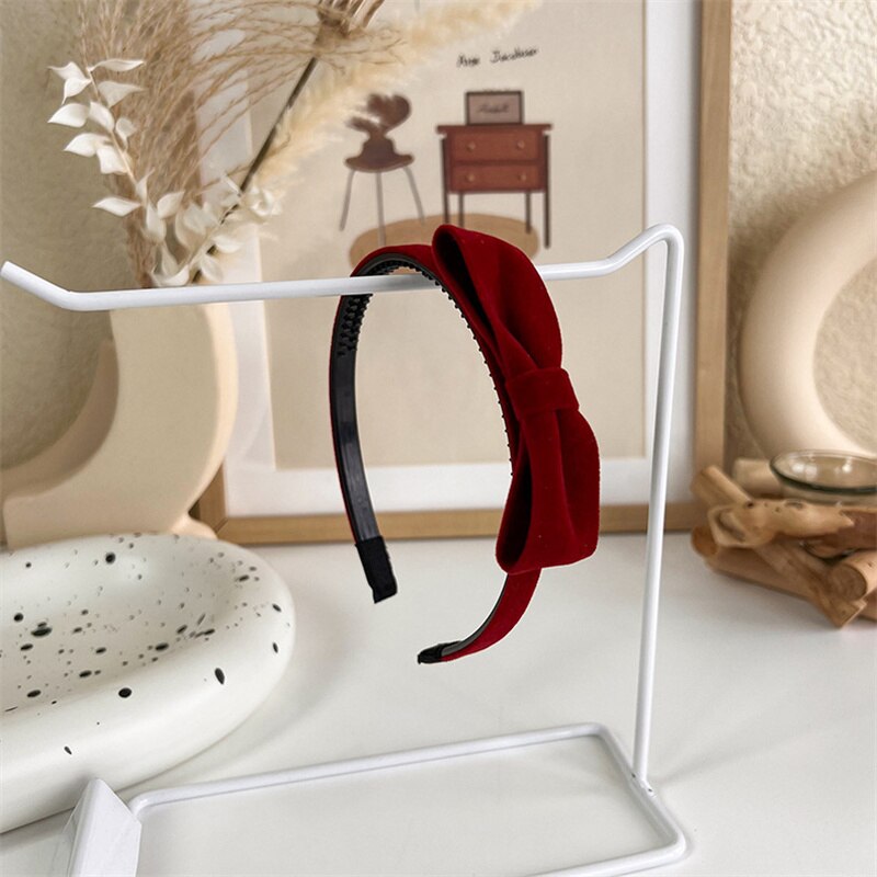 Diadema roja Vintage para mujer, banda de pelo de terciopelo de lana, diadema de esponja lateral ancha para niña, accesorios para el cabello para Navidad y Año: C11