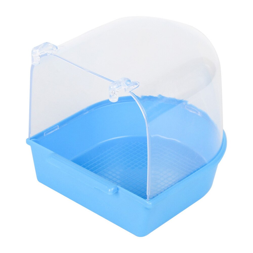1pc Caged Bird Bath Multi Cage Bird Bath Covered for Small Brids Canary Budgies Parrot (Light Blue)