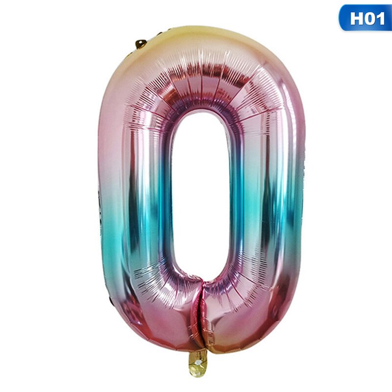 1 pc gradient farve digital ballon fødselsdag år fest bryllup dekoration oppustelig helium nummer ballon: 1