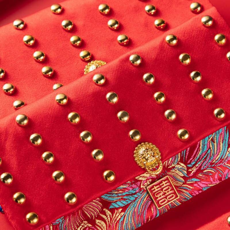 chino tradicional brocado monedero bolsa joyería bolsa bordado organizador bolsillo para Festival de boda