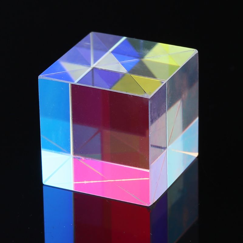 Cube dichroïque en verre optique, Cube dichroïque coloré, prisme triangulaire pour enseigner la physique du spectre lumineux