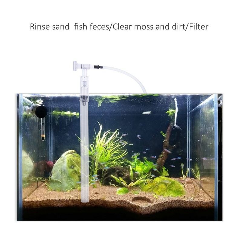 Akvarium fisketank rensesett, rense grus filter pumpe, akvarium grus vakuum sifon sandrenser