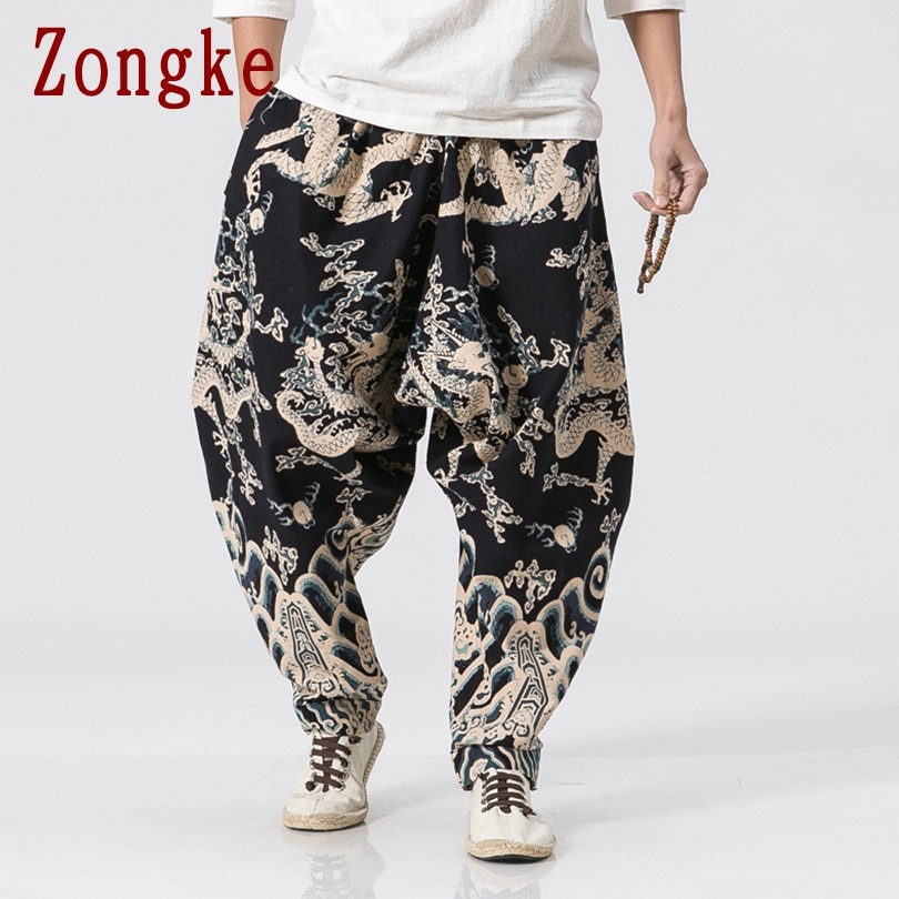 Zongke Dragon Pattern Pants Men Joggers Trousers Men Pants Streetwear Sweatpants Harem Pants Men Trousers XXXL 2022 Spring