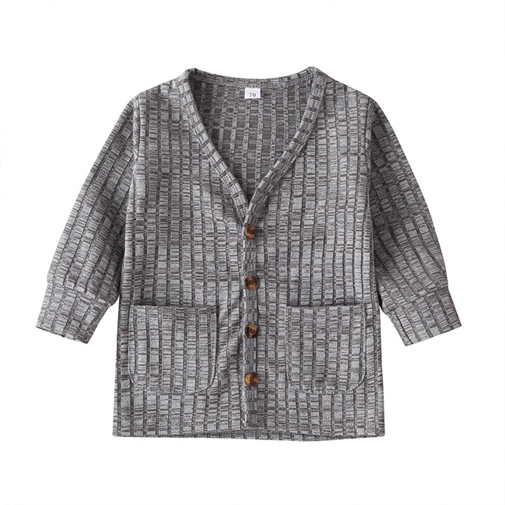 Pudcoco Gebreide Vest Herfst Winter Katoenen Trui Top Baby Kinderkleding Jongens Meisjes Jumper Kinderen Lente Slijtage: Grijs / 18m
