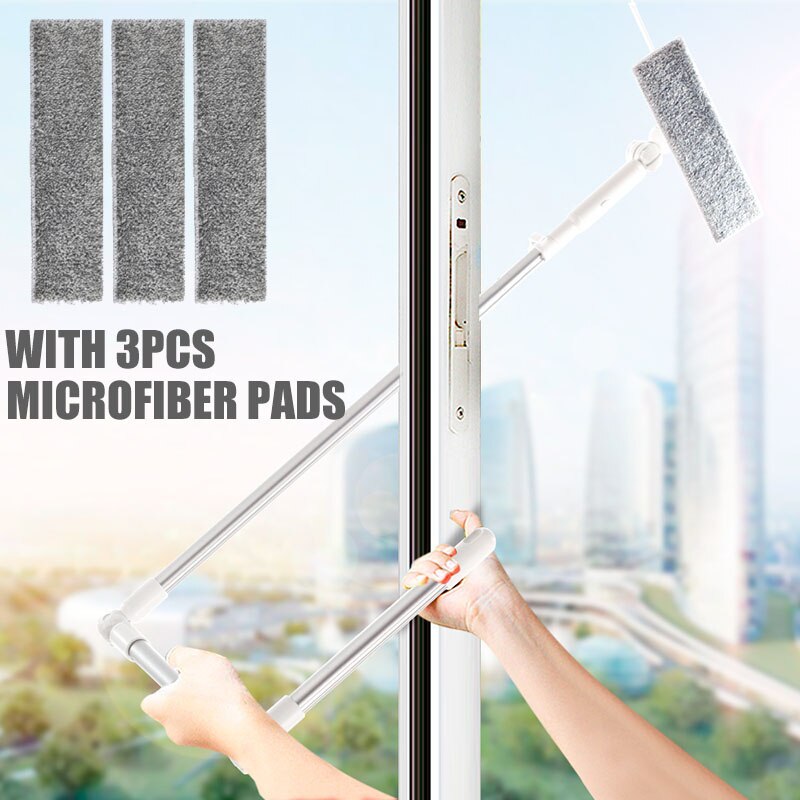 SDARISB Window Squeegee Microfiber Extendable Window Scrubber Washer Cleaner Tools 180 Rotatable Cleaning Brush for High Window: DR-X93
