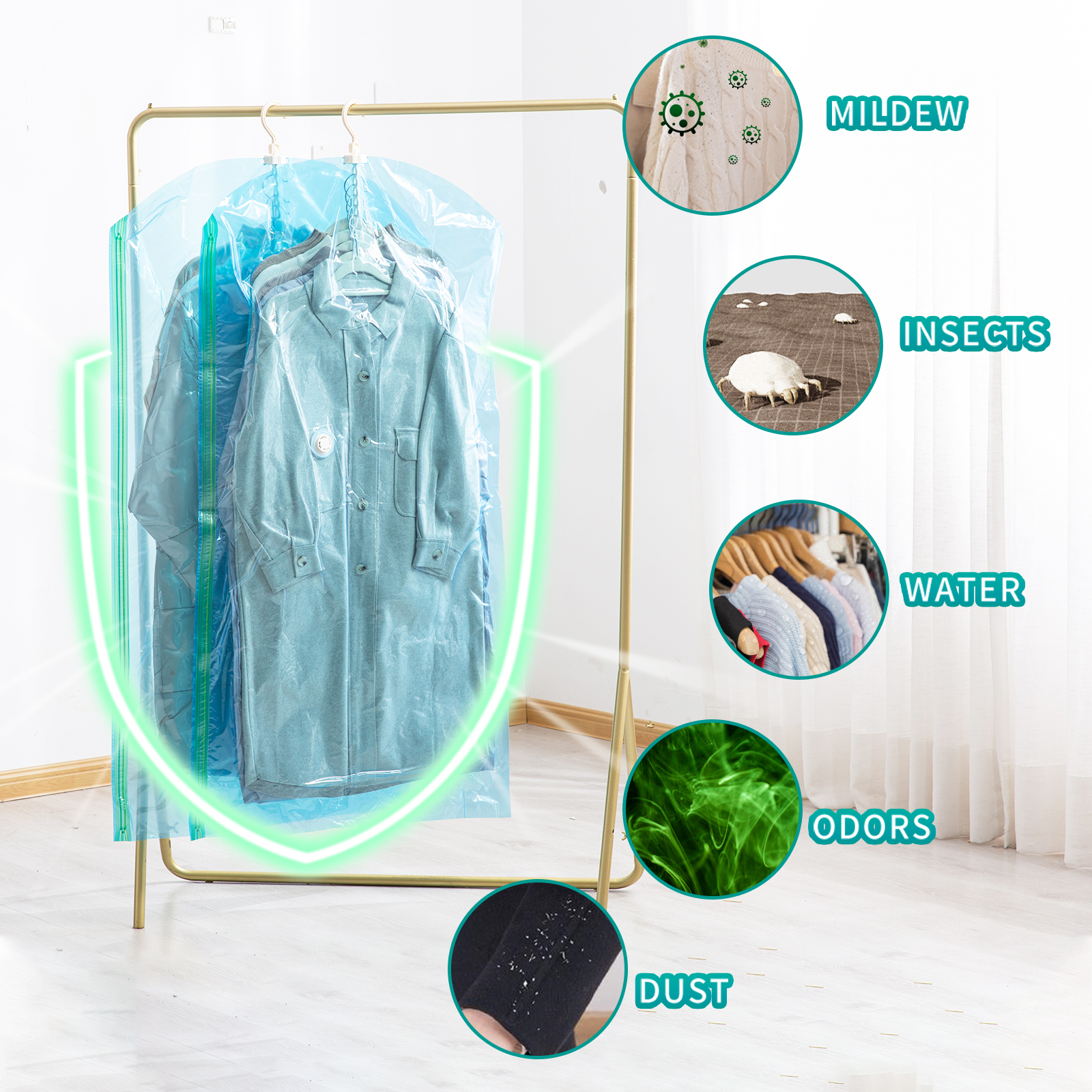 TAILI Hängende Vakuum-Aufbewahrungsbeutel zum Aufhängen, platzsparende Beutel, hängende Aufbewahrungsbeutel für Kleidung, vakuumversiegelt, für Anzüge, Kleid, Jacke