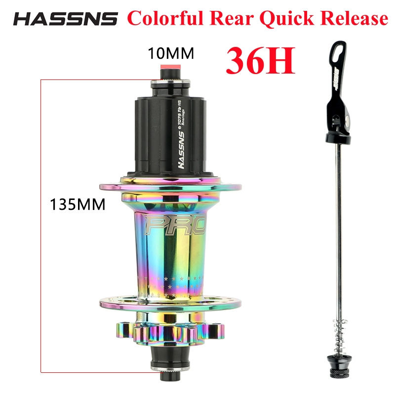 HASSNS Pro 7 36H/32H Hub Bearing MTB Bike 36Holes Freehub Rear Hub for Four Palin 7-12 Speed Noisy Cube Bicycle 6 Pawl Hubs: Yellow
