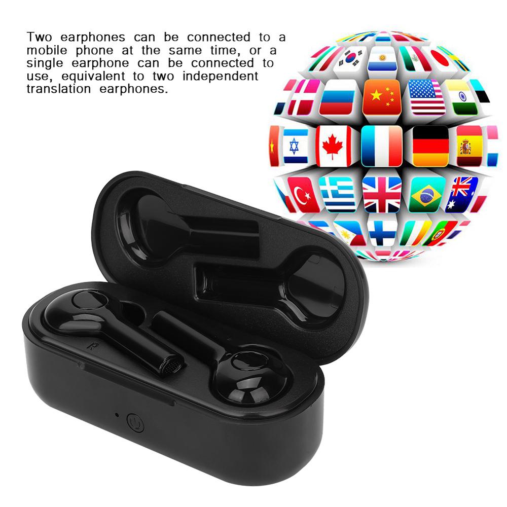 TWS Wireless Bluetooth 5.0 Binaural Translation Earphone 4D Stereo Sound 33 Languages Real-time Translation Charging Earbuds