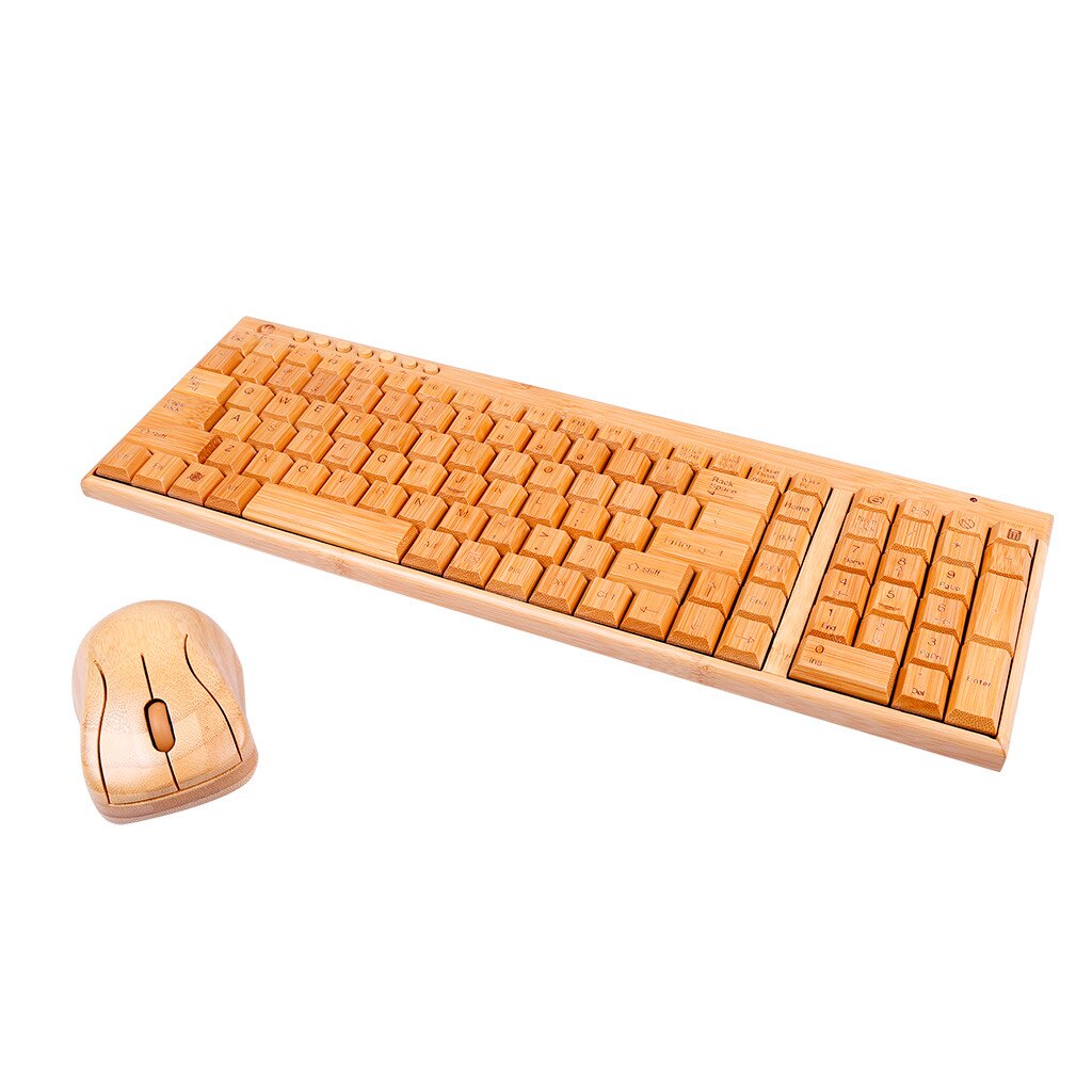 2.4G Wireless Keyboard And Mouse Handmade Bamboo Wireless Keyboard And Mouse Set Combo Combos Keyboard Mice For PC Laptop
