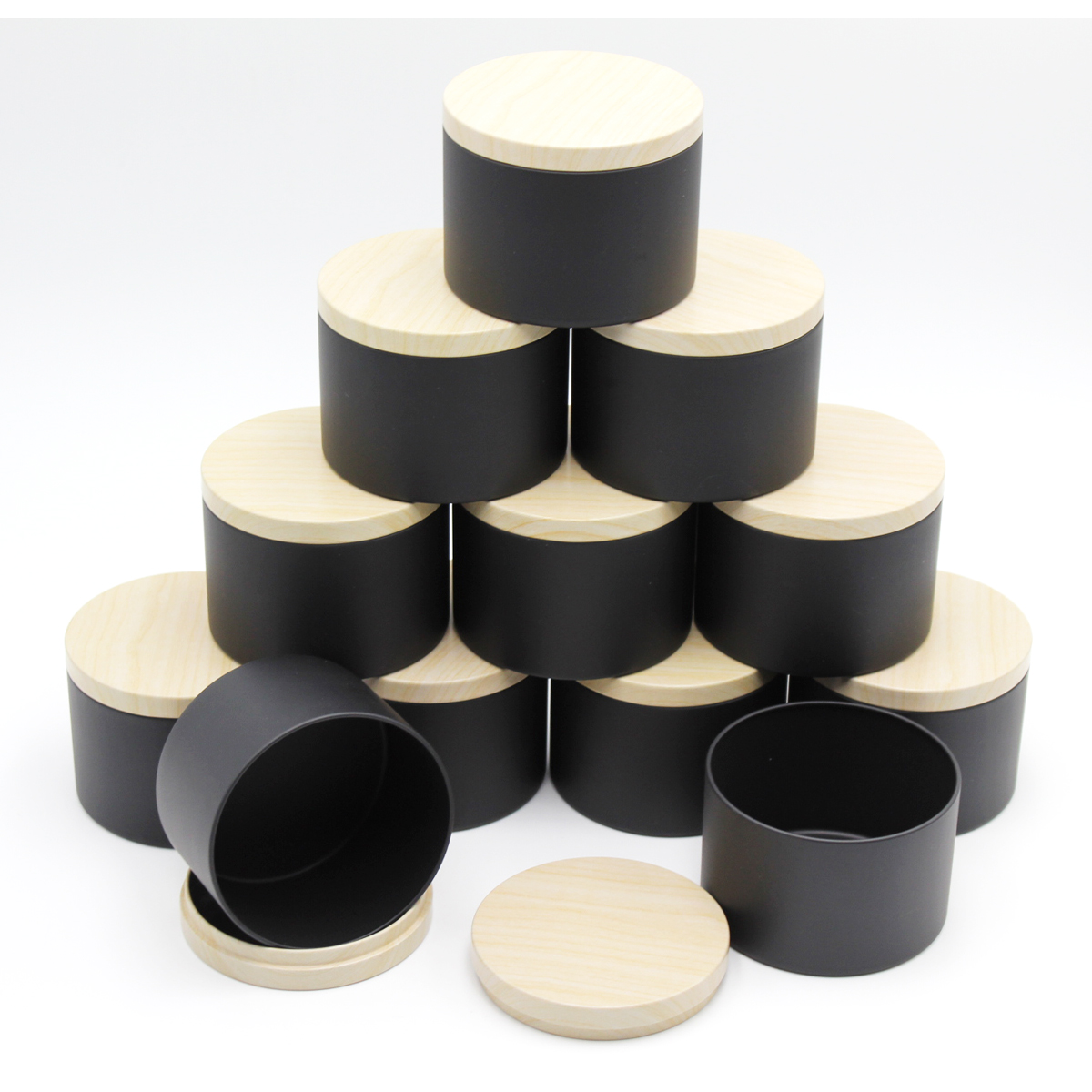 12 Uds. De latas para velas de 4oz con tapas, Kit de tarros para velas redondas de Metal para velas sueltas, utilizado para almacenamiento DIY, suministros para fabricación de velas,: Negro