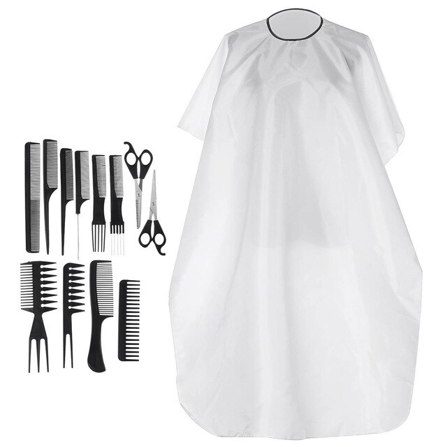 PRO Salon Barber Comb Apron rechargeable wireless electric hair clipper men's shaver nose hair trimmer Hairdressing Scissors Set: C 13PCS Barber Set