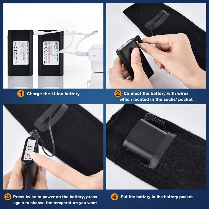 Zimowe elektryczne podgrzewane skarpety USB akumulator regulowane temperatury ciepłe skarpetki z baterią ogrzewacz robić stóp dla obu płci skarpetki termiczne