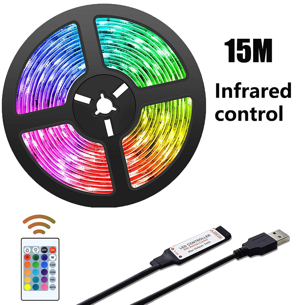 5 M 10 M 15 M 20 M RGB 5050 Licht Dekorieren Lampe Bluetooth USB Fee Licht LED Infrarot Steuerung flexible Lampe Band LED Streifen: Grau