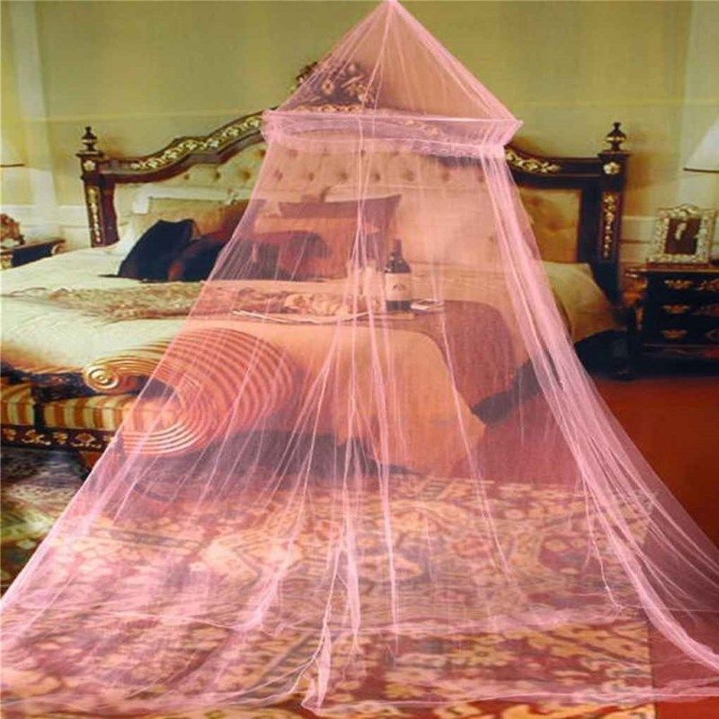 Branco rosa azul redonda cortina de renda cúpula cama dossel rede princesa mosquiteiro: Rosa