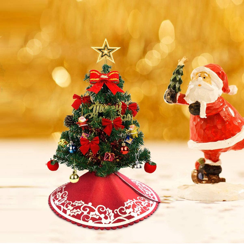 2 Stuks Kerstboom Rok-12 Inch Mini Boom Rok Met Bloemen Grens Patroon Voor Jaar Party Xmas decoratie