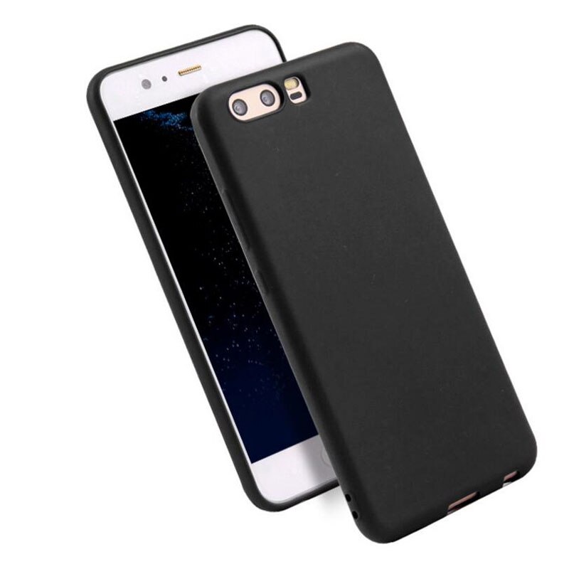 Huawei Honor 9 Silicone Soft TPU Cover case for huawei Honor 9 Honor9 Matte Candy solid colors Cover Back case: Black