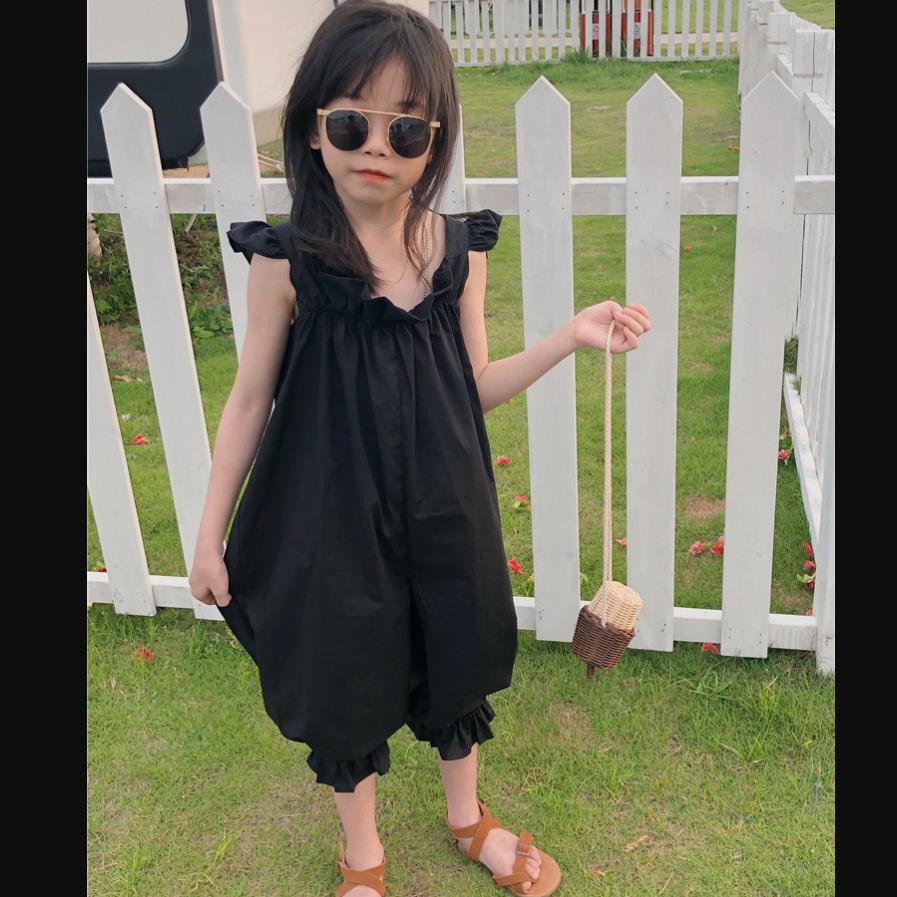 summer black overalls girls ruffles jumpsuits children sleeveless jumpsuits 2-10Y ws1688: 6