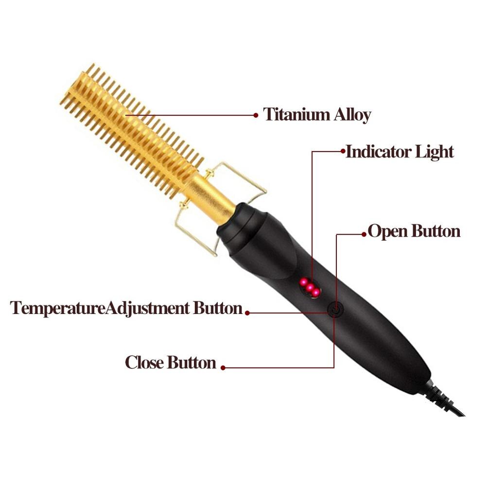 Hair Straight Styler Comb Heating Hair Straightener Pentahedral Tooth Smooth Iron Brush Corrugation Curling Hair Curler