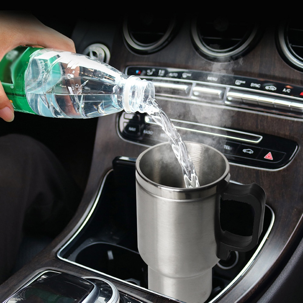 500ml 12v biluppvärmning av fordon i rostfritt stål vattenkopp vattenkokare kaffeuppvärmd mugg bil vattenkopp flaska mugg bil vattenkopp flaska