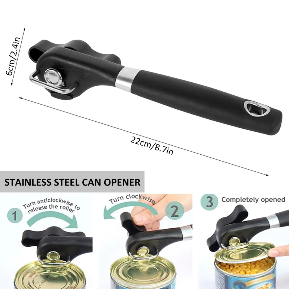 Multifunctionele blikopener Handheld roestvrijstalen blikopener Mes Veilige zijgesneden blikopener Gladde rand Gadgets Keukengereedschap