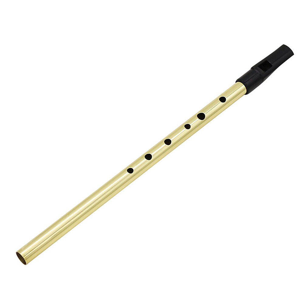 Traditional Tin Penny Whistle 6 holes Wind Music Instrument Brass Key of D Woodwind Instruments Bamboo Flute: gold