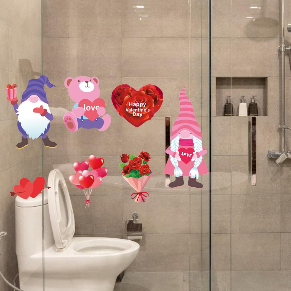 8 Sheets Valentine's Day Window Decals Clings Decorations Romantic Gnomes Heart Window Stickers for Valentines Day Decorations