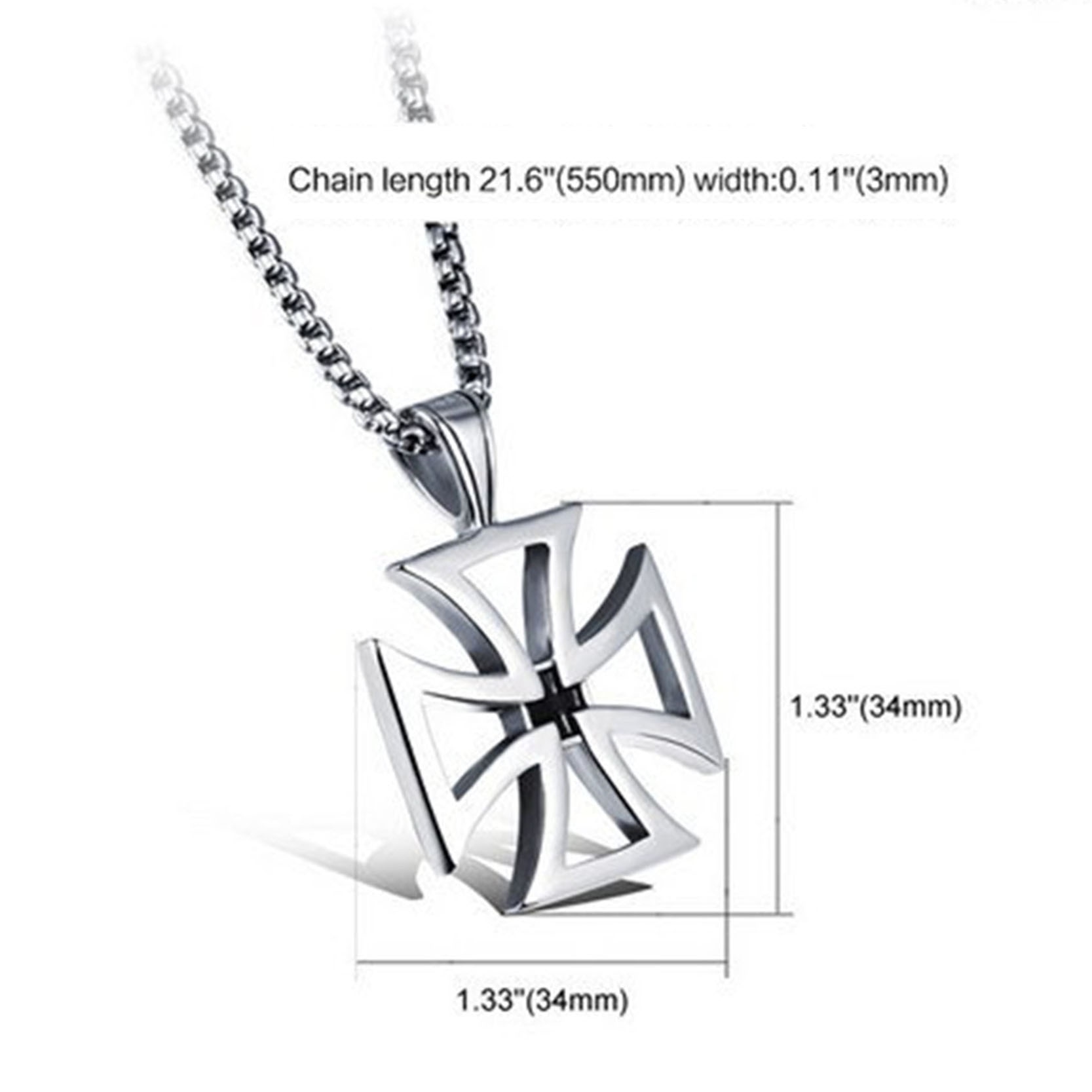 OBSEDE Men Cross Lucky Clover Titanium 316L Steel Pendant Necklace Charms Silvery Chain Necklace Delicate Best Fine Jewelry