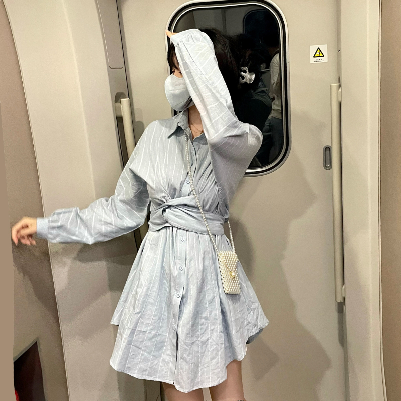 Vintage Mini Dresses for Women Loose Turn-down Col... – Grandado