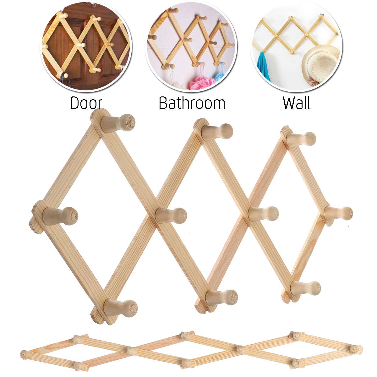 10 Head Wooden Expanding Clothes Hanger Expandable Coat Rack Holder Shelf Hat Closet Wall Hook Home Decor