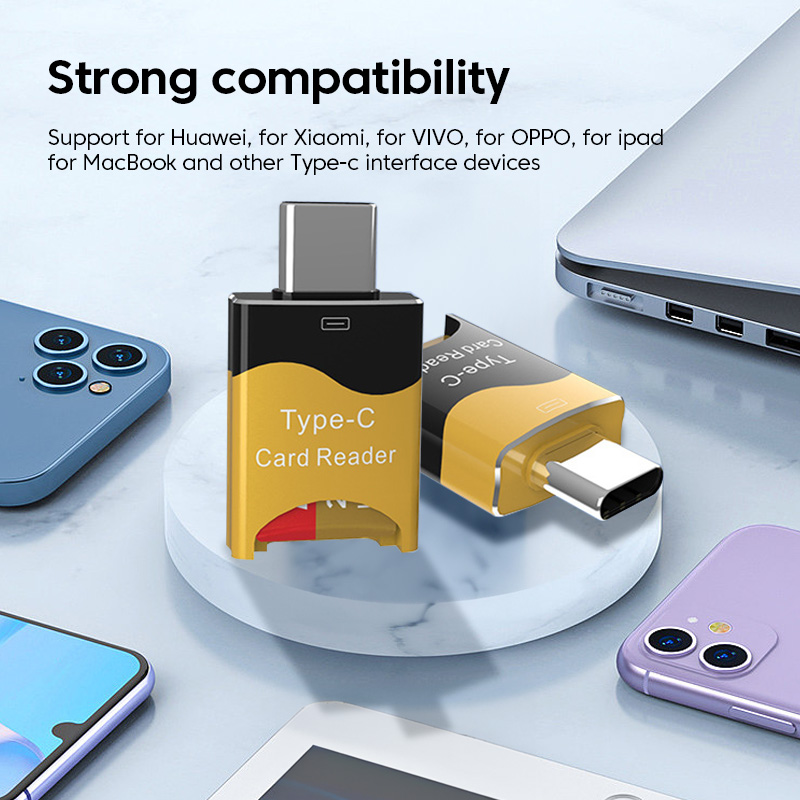 Elough Mini Lettore di schede di tipo C Mobile OTG Micro SD Slot per schede nascoste in lega di alluminio Plug Play Flash Drive per Huawei iPad MacBook