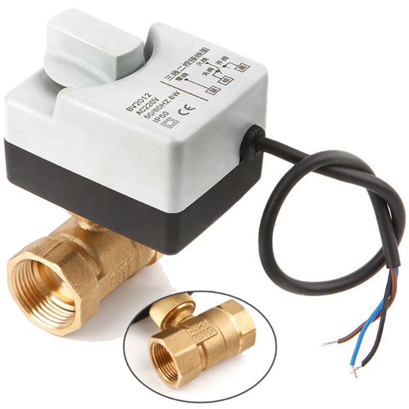 Ac220V Dn20 2 Way 3 Wires Motorized Ball Valve Electric Actuator With Manual Switch