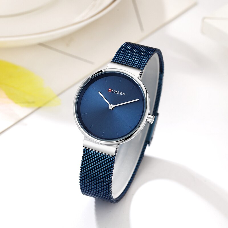 Curren casual eenvoudig quartz dameshorloge populair dameshorloge roestvrij staal montre femme relogio feminino