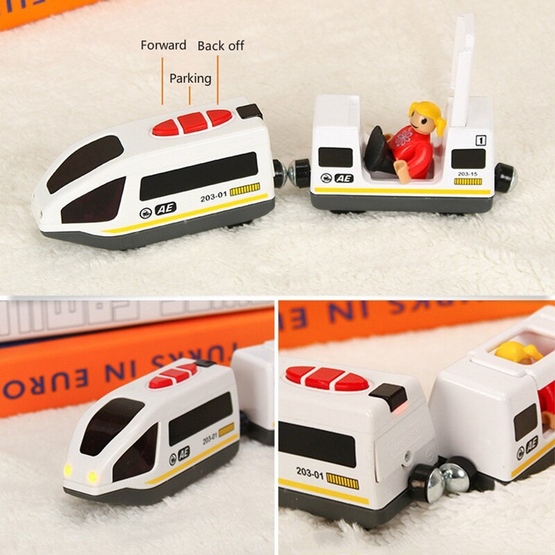 Tren Eléctrico de Control remoto Compatible con tren de juguete de pista de madera