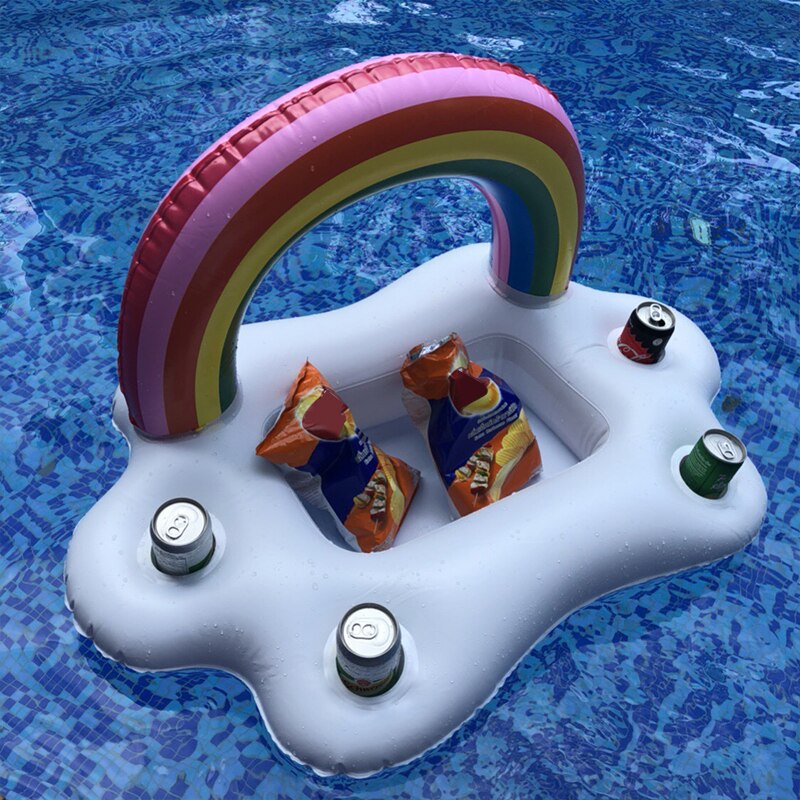 Verano Pvc piscina inflable portavasos agua hielo Bar inflable nube hielo bandeja taza arcoiris titular