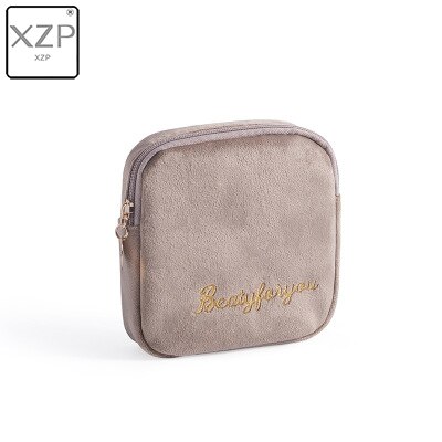 XZP Girls Diaper Sanitary Napkin Storage Bag Velvet Sanitary Pads Package Bags Coin Purse Jewelry Organizer Earphone Pouch Case: Khaki