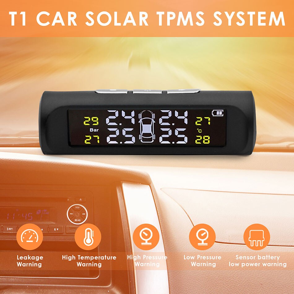 nouvelle énergie solaire TPMS voiture pression des pneus alarme moniteur système Auto sécurité alarme systèmes pression des pneus température avertissement