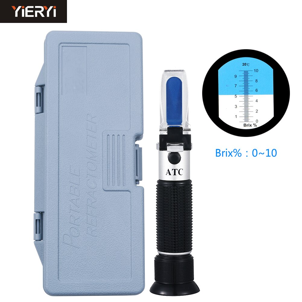 Yieryi Sugar Refractometer ATC 0-10% Brix Handheld Sugar Meter Sugar Content Testing Equipment for Fruit, Food and Beverage