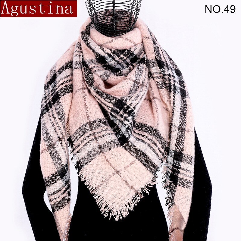 Vrouwen Plaid Sjaal Winter Kasjmier Tartans Sjaal Poncho Driehoek Sjaals Luxe Capes Pashmina Dames Sjaals Womens Shaws: 49