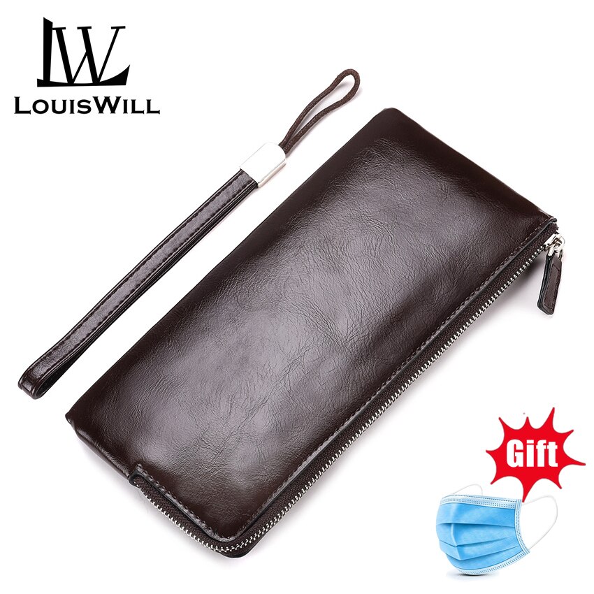 LouisWill longs portefeuilles hommes portefeuilles en cuir PU portefeuilles hommes sacs sacs à main à glissière unique pli porte-cartes sacs à main sacs: Brown