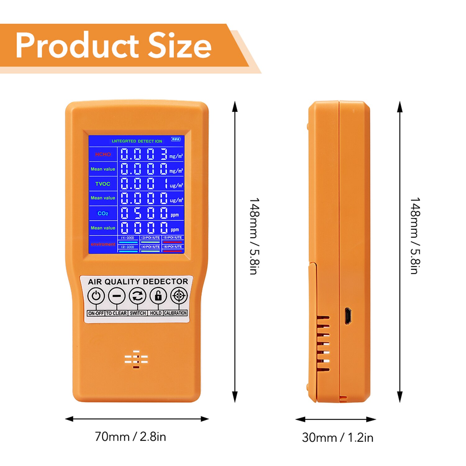 JSM-131 SC Luft Detektor CO2 Meter Digital Anzeige Hohe Genauigkeit HCHO TVOC CO2 Detektor Luft Analyzer Monitor