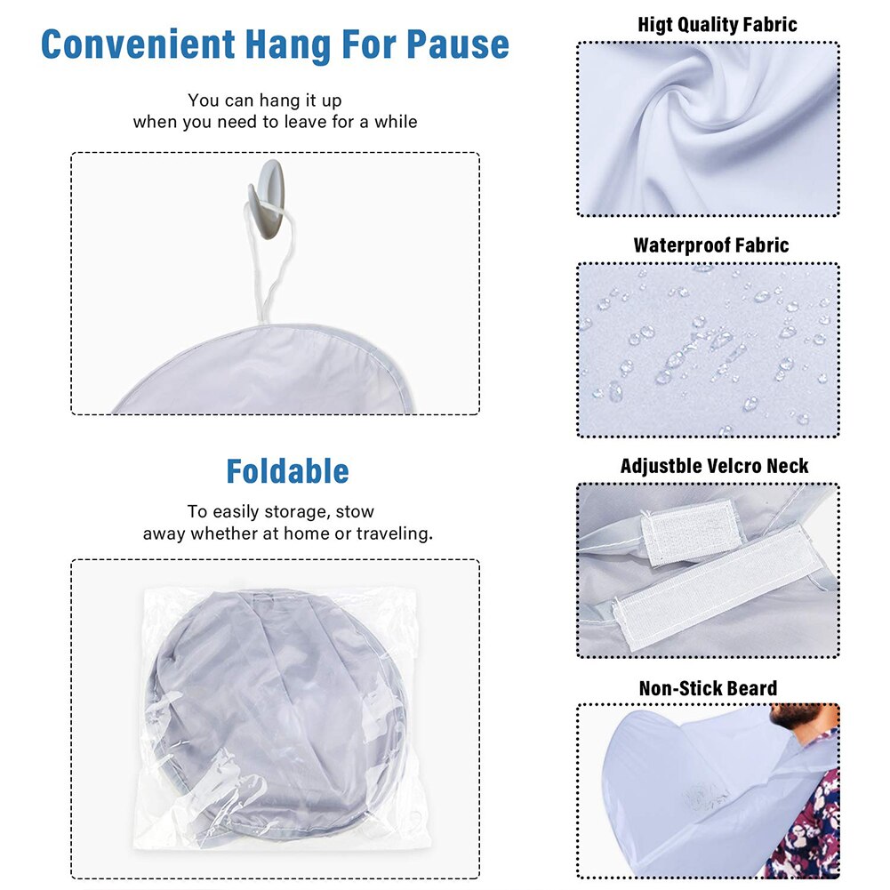 Mannen Baard Bod Schort Cape Non-stick Met Verstelbare Hals Bandjes Grijs Voor Mannen Scheren En Trimmen