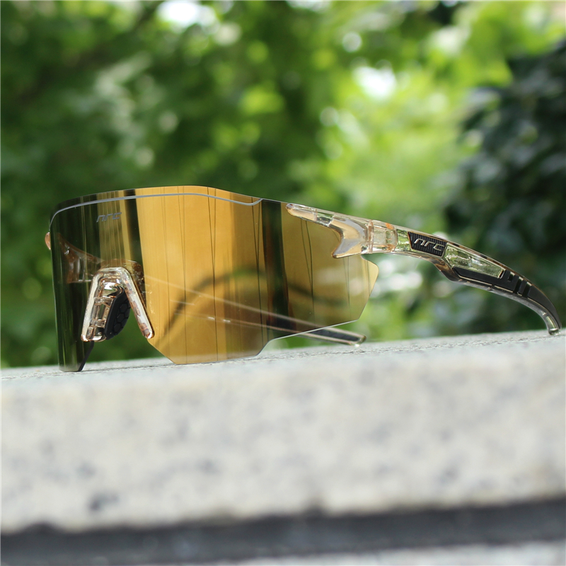 NRC gafas de sol de ciclismo 1 lente UV400 TR90 gafas deportivas para bicicleta MTB bicicleta de montaña pesca senderismo gafas para hombres y mujeres: Amarillo claro