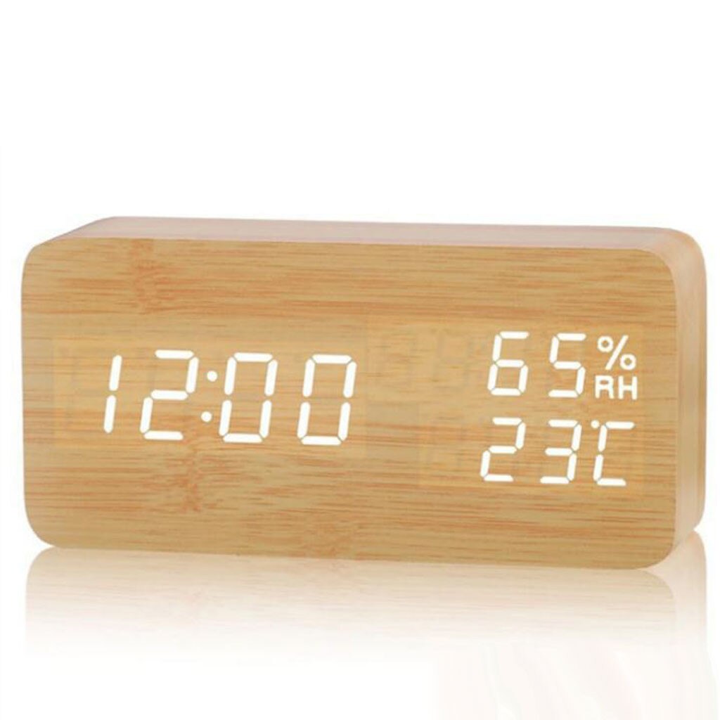 Wekker Cool Led Klok Populaire Patroon Nachtlampje Kleur Klok Digitale Houten Led Wekker Hout Retro Clock25