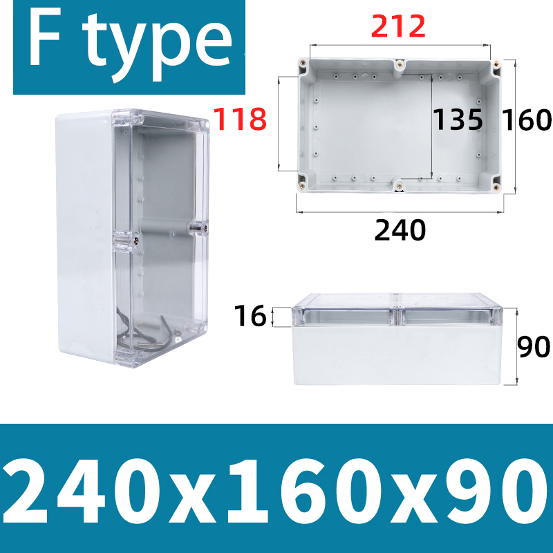 F-type transparent waterproof box Outdoor monitoring box Outdoor waterproof junction box ABS Plastic terminal seal switch box: green