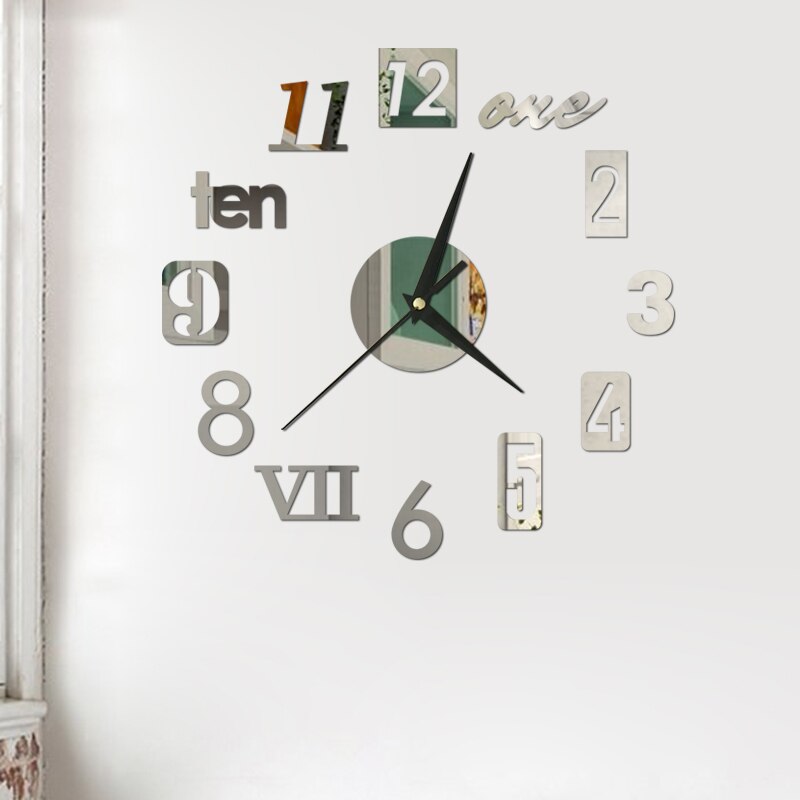 Mini Hause Wanduhr 3D DIY Acryl Spiegel Aufkleber Selbst Klebe Für Home Dekoration Wohnzimmer Quarz Nadel Hängen Uhr: G Sliver