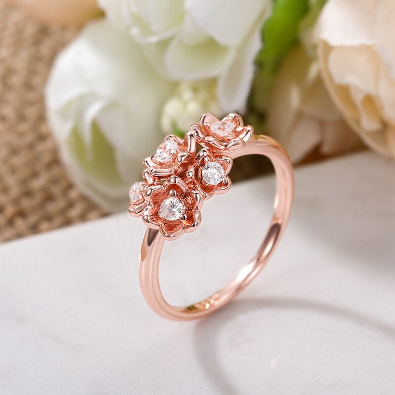Zirkoon Engagement Ringen Voor Vrouwen Rose Trouwringen Vrouwelijke Kristallen Sieraden Chic Accessoires