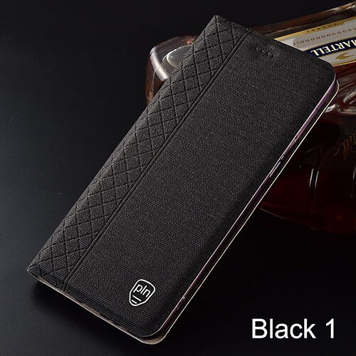 Case for Meizu M8 Plaid style Canvas pattern Leather Flip Cover for Meizu M8 Lite cases Coque: for Meizu M8 Lite / black 1