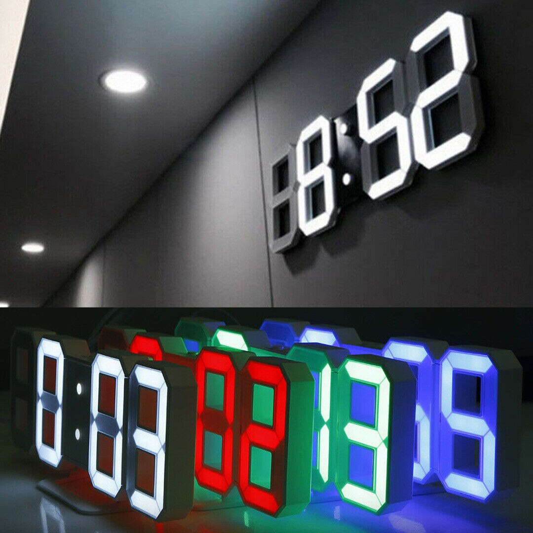 Reloj de pared LED 3D, despertador Digital moderno para mesa de casa, escritorio, sala de estar y oficina, luz de despertador de 24 o 12 horas