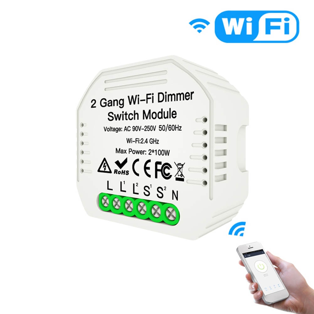 1/2 Gang DIY Mini LED WiFi Dimmer Module APP Remote Control 1 2 Way Smart Light Switch Support Smart Life/Tuya