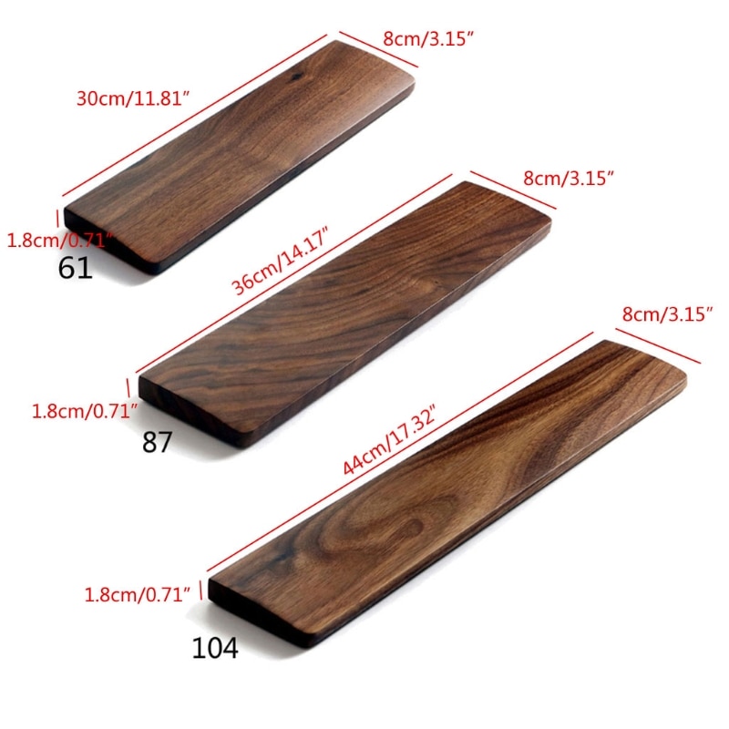 Walnut Wood Mechanical Keyboard Wrist Rest - Ergonomic Pad for 61, 87, 104 Keys